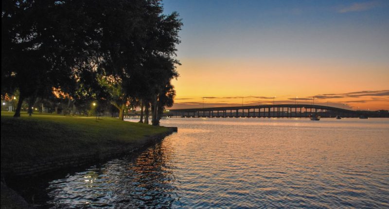 Sunrise Over Putnam Memorial Bridge in Palatka Florida.