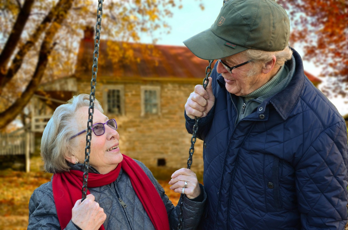 Older married couple enjoying their home.