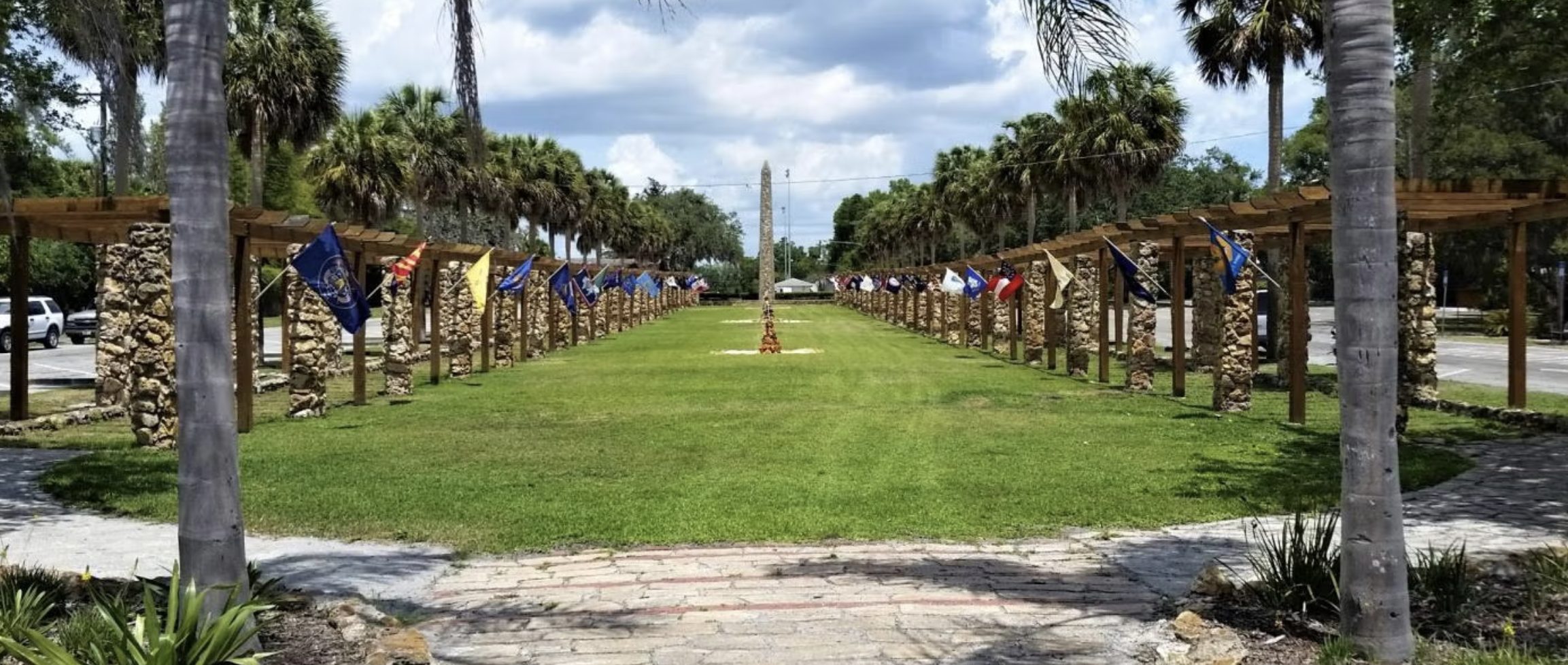 Historic gardens and Court of States at Ravine Gardens State Park in Palatka, Florida.